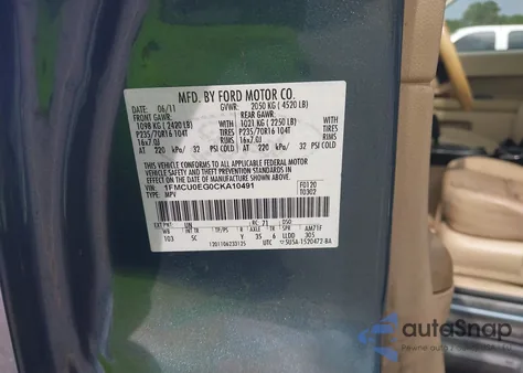 2012 Ford Escape Limited from USA, damaged, VIN 1FMCU0EG0CKA10491